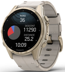 Garmin Watch Fenix 8S Sapphire AMOLED Soft Gold Fog Grey Limestone Leather 010-02903-40