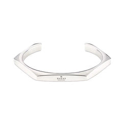 Gucci Trademark Sterling Silver Geometric Cuff Bracelet