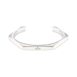 Gucci Trademark Sterling Silver Geometric Cuff Bracelet