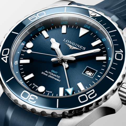 Longines Hydroconquest GMT Sunray Blue Rubber