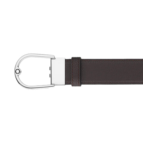 Montblanc Horseshoe Buckle 35mm Reversible Leather Belt Grainy Ebony/Black