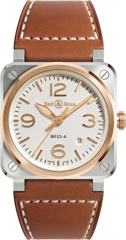 Bell &amp; Ross Watch BR 03 White Steel And Gold BR03A-WH-STPG/SCA