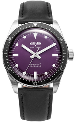 Vulcain Watch Skindiver Nautique Purple Black Leather Limited Edition 660170A17.BAC201