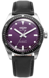 Vulcain Watch Skindiver Nautique Purple Black Leather Limited Edition 660170A17.BAC201