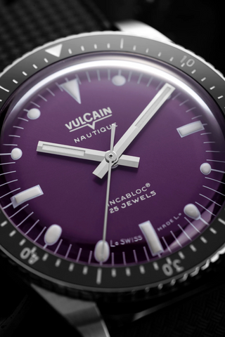 Vulcain Skindiver Nautique Purple Black Leather Limited Edition 660170A17.BAC201 Watch Jura Watches