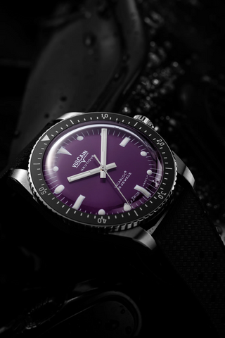 Vulcain Skindiver Nautique Purple Black Leather Limited Edition