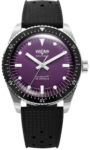 Vulcain Watch Skindiver Nautique Purple Black Rubber Limited Edition 660170A17.BAR200