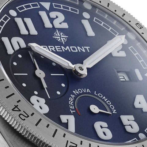 Bremont Terra Nova 40.5 Turning Bezel Power Reserve Blue Bracelet