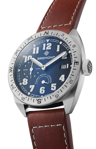 Bremont Terra Nova 40.5 Turning Bezel Power Reserve Blue Leather