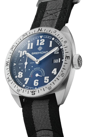 Bremont Terra Nova 40.5 Turning Bezel Power Reserve Blue Nato