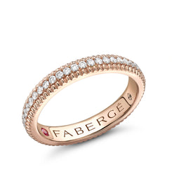 Faberge Colours of Love 18ct Rose Gold Diamond Fluted Band Ring