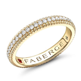 Faberge Colours of Love 18ct Yellow Gold Diamond Fluted Band Ring