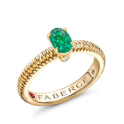 Faberge Colours of Love 18ct Yellow Gold Emerald Fluted Ring