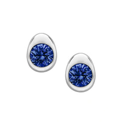 Faberge Colours of Love Cosmic Curve 18ct White Gold Sapphire Stud Earrings