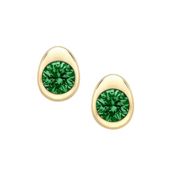 Faberge Colours Of Love Cosmic Curve 18ct Yellow Gold Emerald Stud Earrings