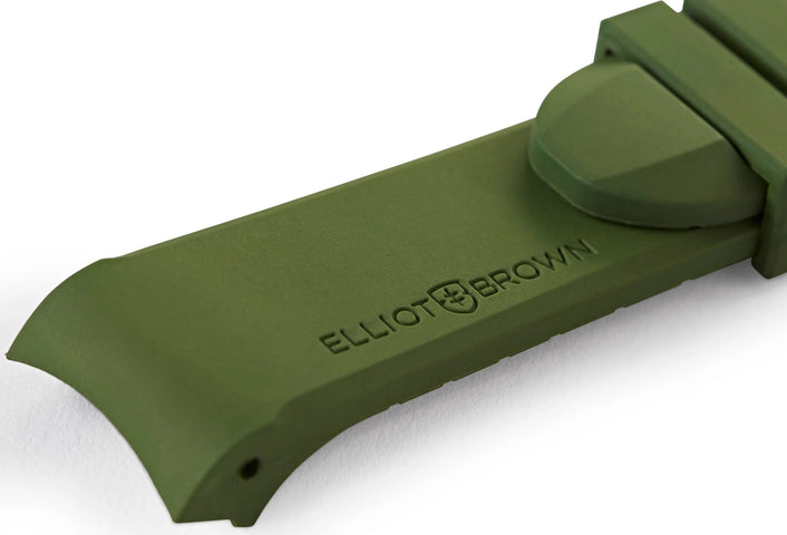 Elliot Brown Strap Leather 22mm Dark Green Gunmetal Tongue Buckle
