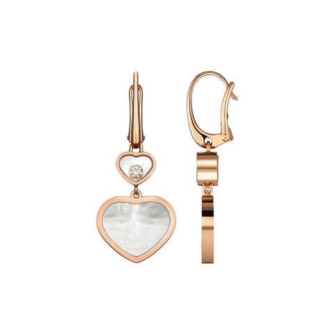 Chopard Happy Hearts 18ct Rose Gold Diamond Mother of Pearl Earrings