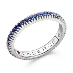 Faberge Colours of Love 18ct White Gold Sapphire Fluted Band Ring