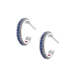 Faberge Colours of Love 18ct White Gold Sapphire Hoop Earrings