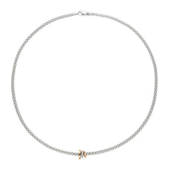 -Fope Flex'it Prima 18ct White Rose Gold Diamond 43cm Necklace, 744C/BBR.