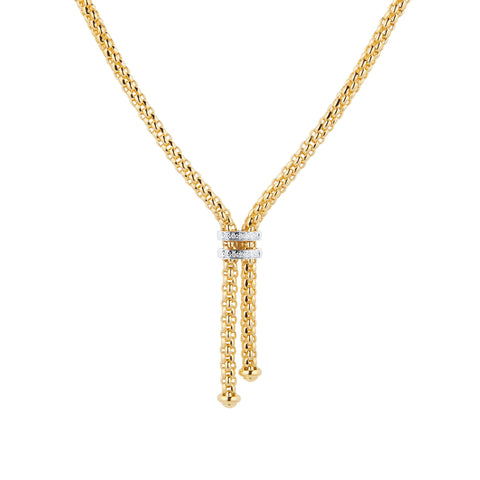 Fope Maori 18ct Yellow Gold 0.09ct Diamond Lariat Necklace, 809/BBR.