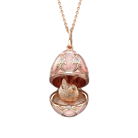 Faberge Palais Tsarskoye Selo Rose Locket With Hen Surprise