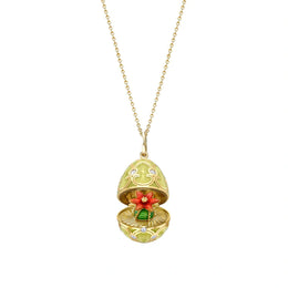 Faberge Heritage Yellow Gold Diamond Gold Guilloche Enamel Cactus Surprise Locket