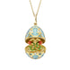 Faberge Heritage Yellow Gold Diamond Turquoise Guilloche Enamel Twin Flower Surprise Locket