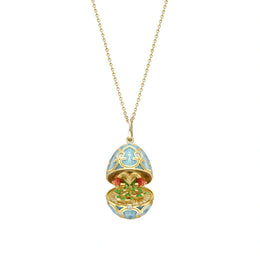 Faberge Heritage Yellow Gold Diamond Turquoise Guilloche Enamel Twin Flower Surprise Locket