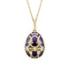 Faberge Heritage Yellow Gold Diamond Purple Guilloche Enamel Anemone Surprise Locket