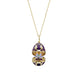 Faberge Heritage Yellow Gold Diamond Purple Guilloche Enamel Anemone Surprise Locket