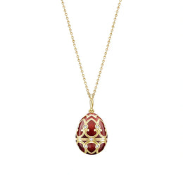 Faberge Heritage Yellow Gold Diamond Red Guilloche Enamel Strawberry Surprise Locket