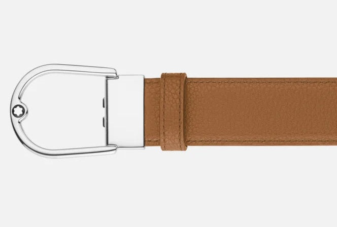 Montblanc Horseshoe Buckle 35mm Reversible Leather Belt Grainy Caramel/Black