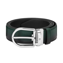 Montblanc Horseshoe Buckle Sfumato British Green 35mm Leather Belt 198644