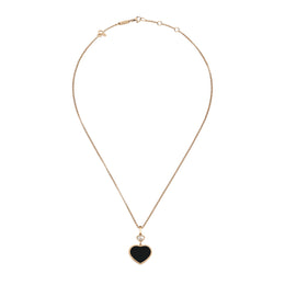 Chopard Happy Hearts 18ct Rose Gold 0.05ct Diamond Onyx Pendant