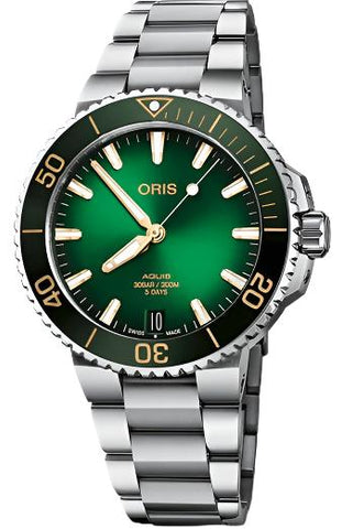 Oris Watch Aquis Date Calibre 400 Green Bracelet 01 400 7769 4127-07 8 22 09PEB