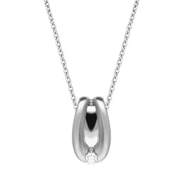 Platinum 0.10ct Diamond Satin Finish Necklace, 30O0104CLO527D.