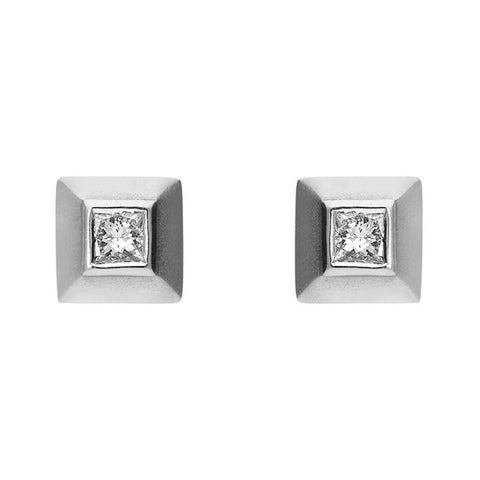 Platinum 0.20ct Diamond Princess Cut Solitaire Stud Earrings, BC2100.