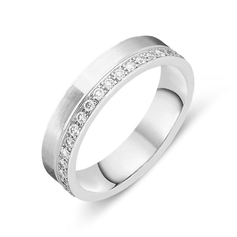 Platinum 0.38ct Diamond Satin Finish Wedding Ring, FJT-054.