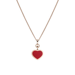 Chopard Happy Hearts 18ct Rose Gold 0.05ct Diamond Carnelian Pendant