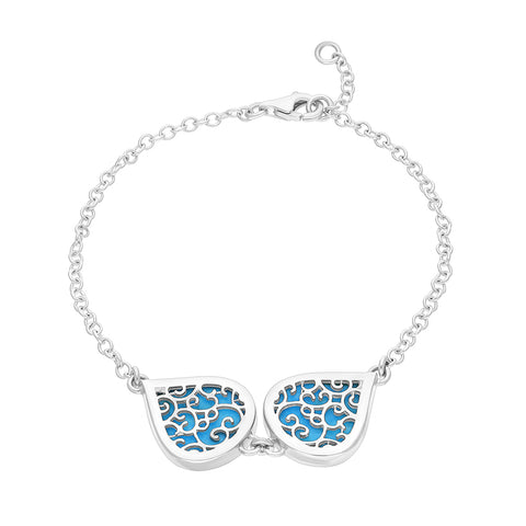 Sterling Silver Turquoise Flore Filigree Bracelet