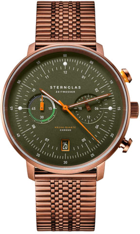 Sternglas Watch Hamburg Chrono Green Bronze S01-HC35-ME10