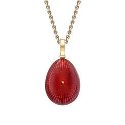 Faberge Heritage 18ct Yellow Gold & Red Enamel Star Burst Egg Pendant