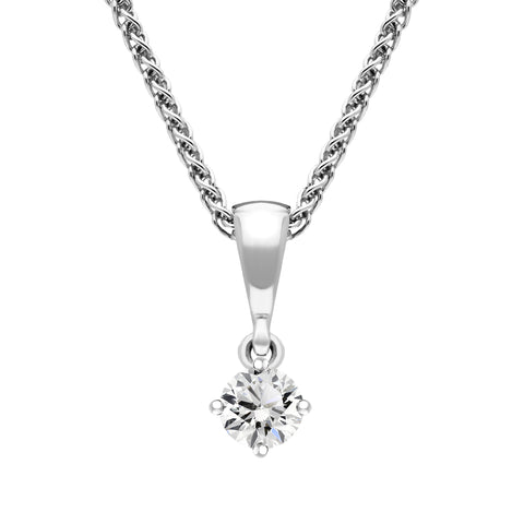 18ct White Gold 0.20ct Diamond Brilliant Cut Solitaire Necklace, FEU-2186.