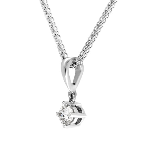 18ct White Gold 0.20ct Diamond Brilliant Cut Solitaire Necklace, FEU-2186.