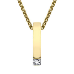 00027662 18ct Yellow Gold Diamond Princess Cut Bar Necklace CB20_18D