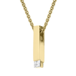 00027662 18ct Yellow Gold Diamond Princess Cut Bar Necklace CB20_18D