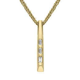 00027663 18ct Yellow Gold Diamond Set Baguette Bar Necklace 6B69_18D