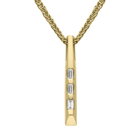 00027663 18ct Yellow Gold Diamond Set Baguette Bar Necklace 6B69_18D