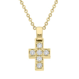 00027679 18ct Yellow Gold 0.014ct Diamond Cross Necklace FGWA 